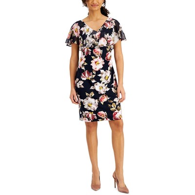 

Женское темно-синее платье-футляр до колена с цветочным принтом Connected Apparel  BHFO 4246, Navy/red