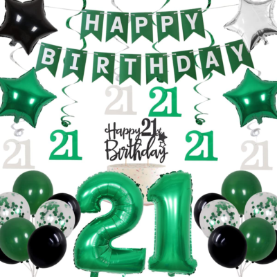 21st Birthday Decorations For Him Green