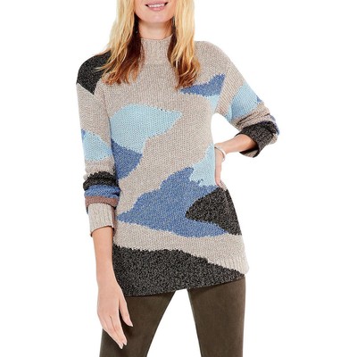 Женская зимняя туника-свитер Nic + Zoe Womens Winter Waves Blue с имитацией шеи, топ XS BHFO 5255