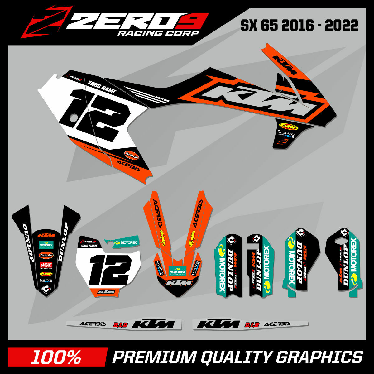 CUSTOM MX GRAPHICS KIT : KTM MOTOCROSS GRAPHICS SX50 SX65 2002 - 2022 - TREPID