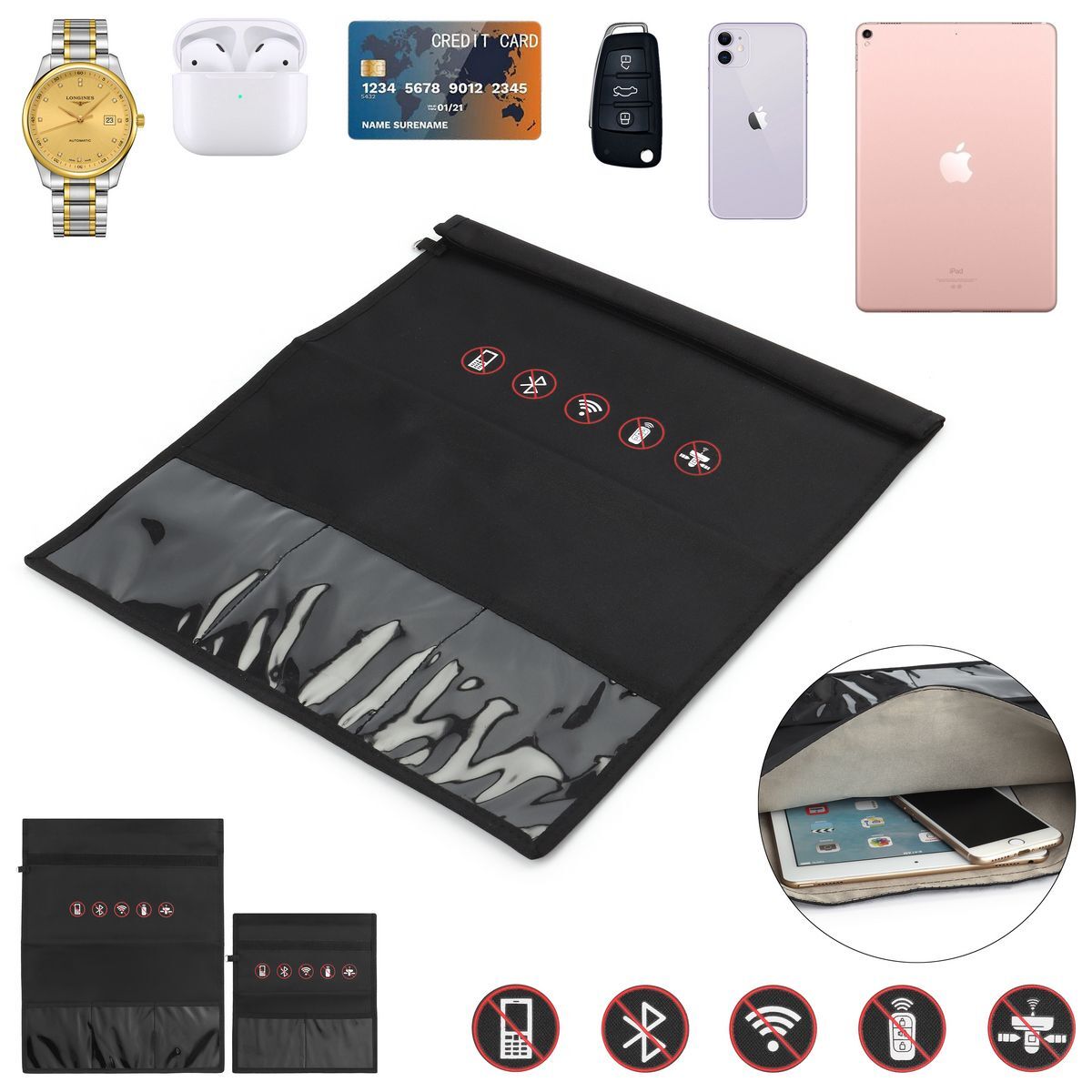 Faraday Bag RFID Signal Blocking Shielding Pouch Large Laptop Case Small Large