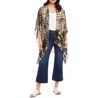 Женский зеленый кардиган-кимоно миди с открытой передней частью и многослойностью от Karen Kane, S/M BHFO 0420