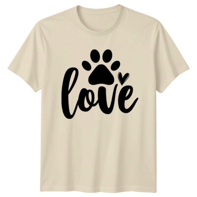 Dog Paw Love Heart T-Shirt Pet Lover Animal Rescue Tee Quote Shirt