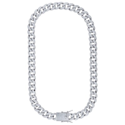 Pre-owned Jewelry Hiphop Mens Cuban Choker Lab Diamond 14 Mm Chain White Gold Finish Necklace 22" 30"