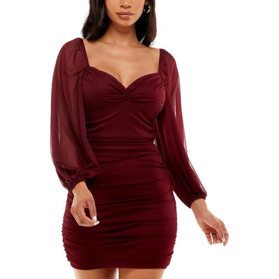 Женское красное облегающее мини-платье B. Darlin с коротким рукавом-епископом для юниорок M BHFO 8631