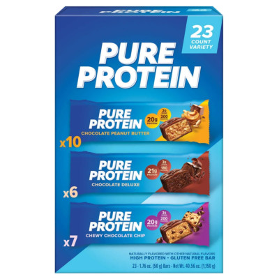 Pure Protein Bars Gluten Free, Chocolate Variety Pack 23 ct