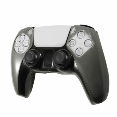 For Sony PS5 Controller Case Protective Hard Shell Skin Cover, Clear Black