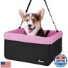 JESPET and GOOPAWS Dog Booster Seats for Cars, Portable Dog Car Seat Travel Carrier with Seat Belt for 24lbs Pets (Pink-16 L x 13