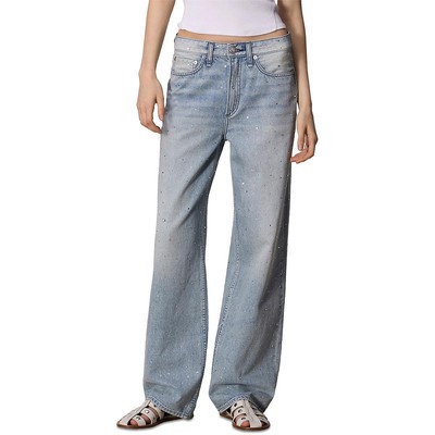 Rag & Bone Womens Blue Mid-Rise Light Wash Pockets Wide Leg Pants 26 BHFO 0332