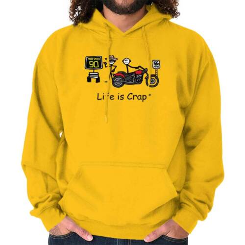 Life is Crap Speed Trap Motorcycle Biker Mens Long Sleeve Hoodie Sweatshirt