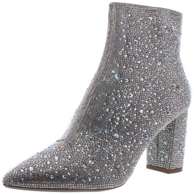 

Женские ботильоны Betsey Johnson Cady Silver, размер 7,5, средний (B,M) BHFO 4420, Rhinestone