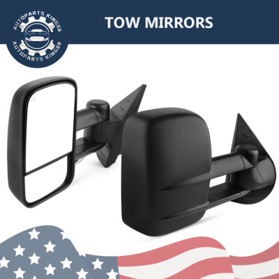 Pair Power Heated Tow Mirrors for 2007-2013 Silverado Sierra 1500 2500HD 3500HD
