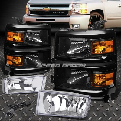 ЧЕРНЫЙ КОРПУС ФАРЫ, ЯНТАРНЫЙ УГЛОВОЙ СИГНАЛ + ПРОЗРАЧНАЯ ПРОТИВОТУМАННАЯ ФАРА ДЛЯ 14-15 SILVERADO