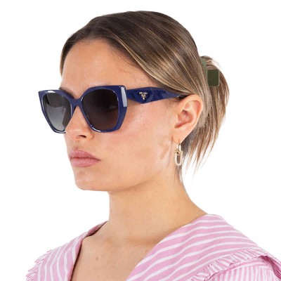 Pre-owned Prada Polarized Grey Gradient Cat Eye Ladies Sunglasses Pr 19zs 18d5w1 55 In Gray