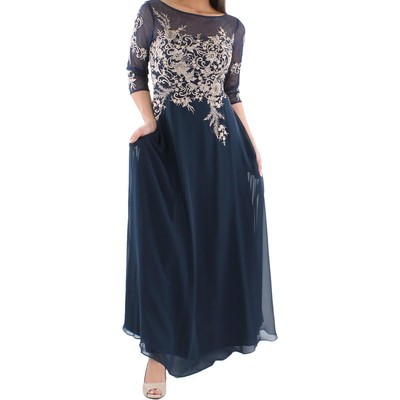 Женское темно-синее вечернее платье с вышивкой металлик от Betsy & Adam, 10 BHFO 0849