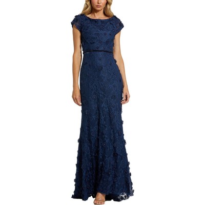 Женское вечернее платье Mac Duggal, украшенное темно-синим кружевом, 8 BHFO 1084