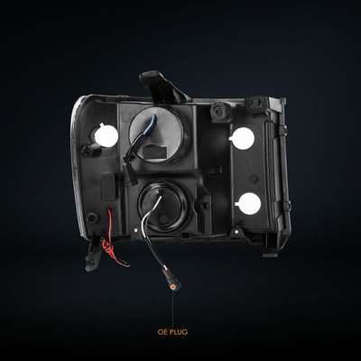 For 07-14 GMC Sierra 1500-3500 LED Halo DRL Projector Headlights Chrome/Amber