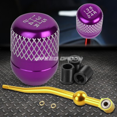 ЗОЛОТИСТЫЙ АЛЮМИНИЕВЫЙ РЫЧАГ ПЕРЕКЛЮЧЕНИЯ ПЕРЕДАЧ С ДВОЙНЫМ ИЗГИБОМ И ФИОЛЕТОВОЙ 5-СТУПЕНЧАТОЙ СЕТЧАТОЙ РУЧКОЙ ДЛЯ EK/ EJ / EG /DC