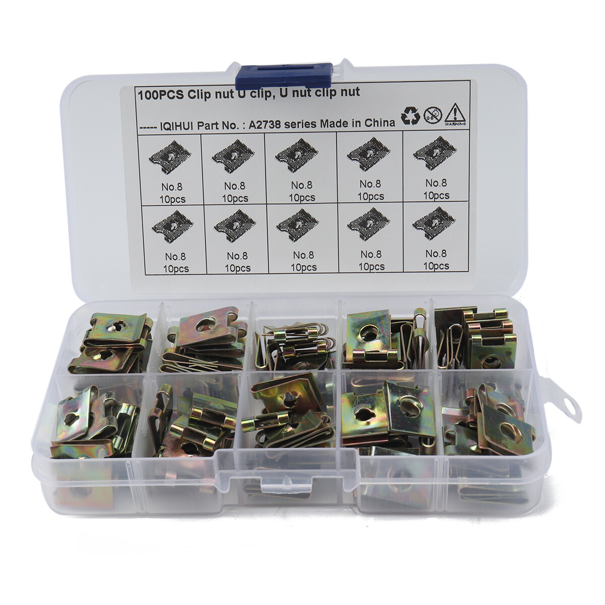 100Pcs Metric Speed Fasteners No.8 U Nuts/Clips Self Tapping Screw