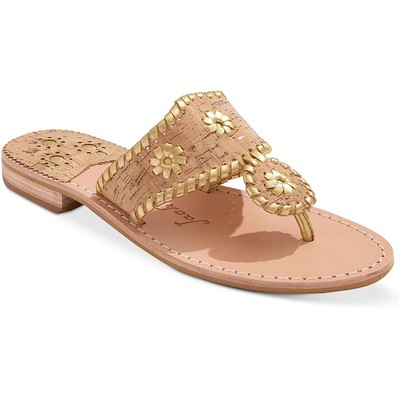 

Jack Rogers Womens Jacks II Flat Sandal Thong Sandals 7.5 Medium (B,M) BHFO 4356, Cork natural gold, Jacks II Flat Sandal