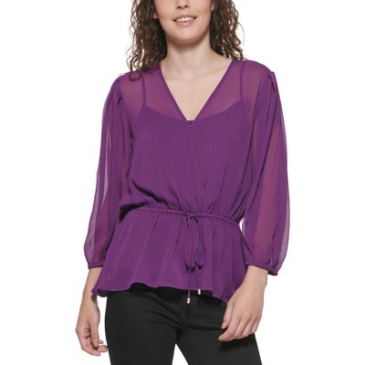

Женская блузка с баской и завязками на талии DKNY Рубашка BHFO 5925