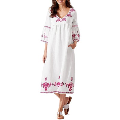 

Женское макси-платье Tommy Bahama с вышивкой длиной до колен и V-образным вырезом BHFO 3453, Белый