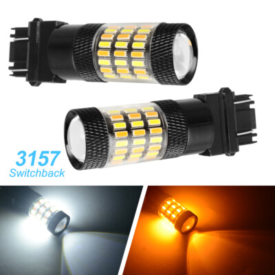 For Chevy Silverado1500 2500 White/Amber Switchback LED Turn Signal Light Bulbs