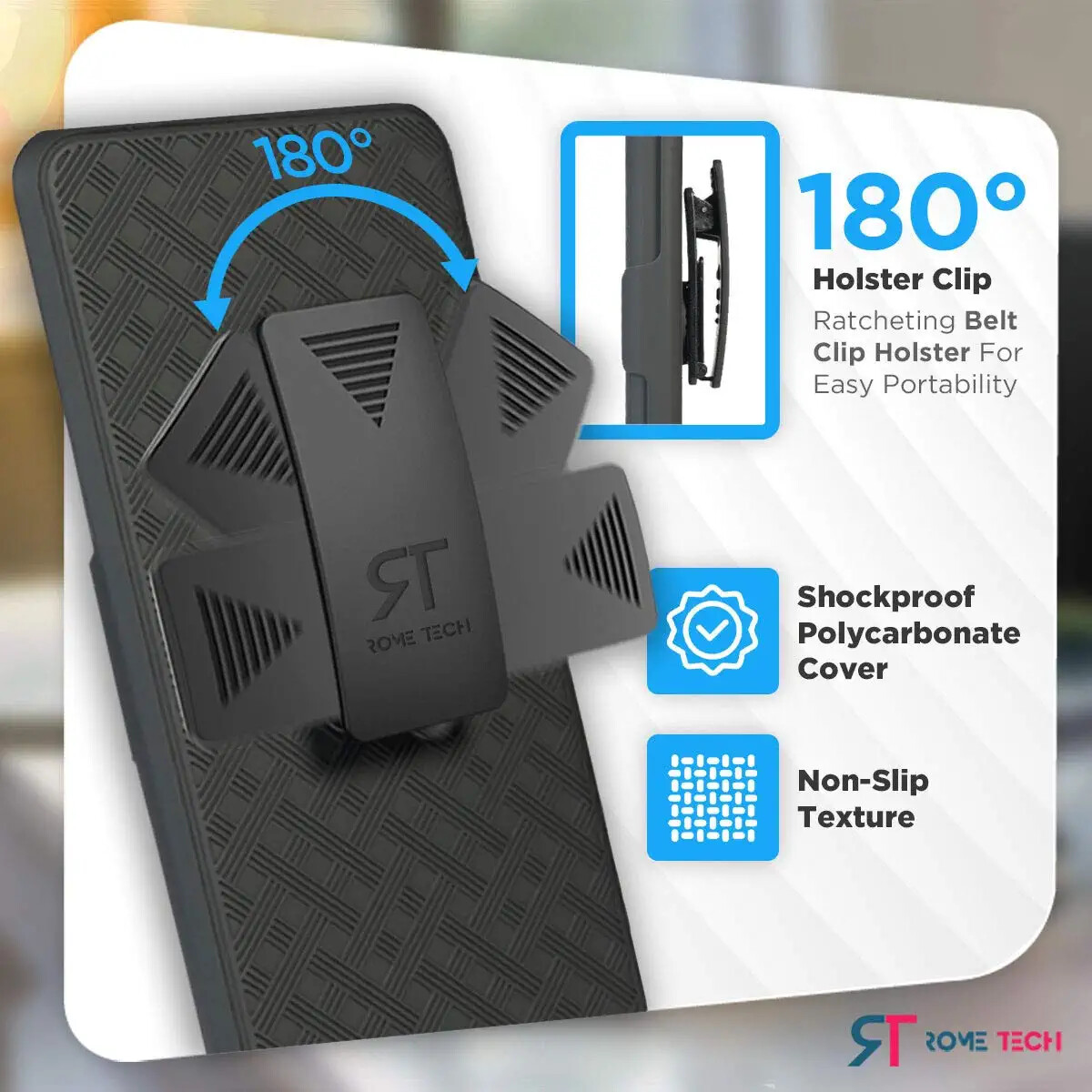 Rome Tech Shell Holster Belt Clip Combo Case Cover for Samsung Galaxy A72 5G