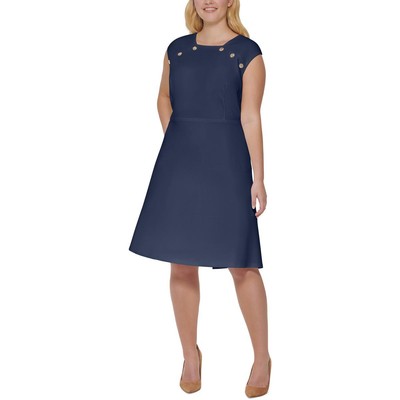 Tommy Hilfiger Womens Navy Scuba Mini Fit & Flare Dress Plus 14W BHFO 7845