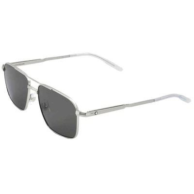 Pre-owned Montblanc Gray Rectangular Men's Sunglasses Mb0278s 001 56 Mb0278s 001 56