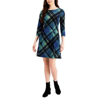 

Женское вязаное мини-платье в клетку Connected Apparel BHFO 4065, Peacock