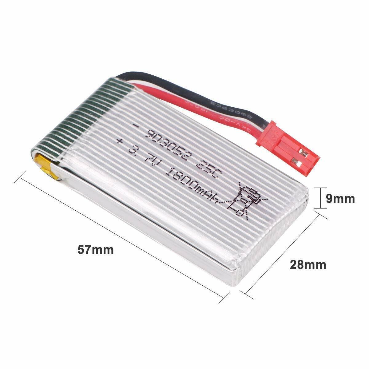 Pack (4) High Capacity LiPo DRONE BATTERY 3.7V 1800mAh 25C JST Plug w/ USB Cable