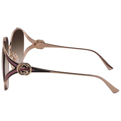 Pre-owned Gucci Brown Gradient Oversized Ladies Sunglasses Gg0225s 007 63 Gg0225s 007 63