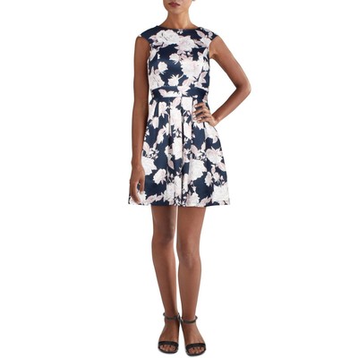 Женское темно-синее вечернее платье с цветочным принтом и расклешенной юбкой Emerald Sundae для юниорок XXL BHFO 9761