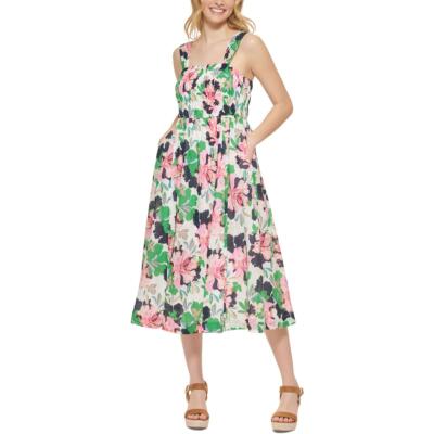 

Tommy Hilfiger Womens Isla Ivory Woven Summer Midi Dress  BHFO 4638, Ivory bloom