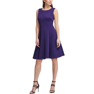 

Фиолетовое женское платье DKNY без рукавов со швами Day to Night Scuba Dress  BHFO 9206, Фиолетовый