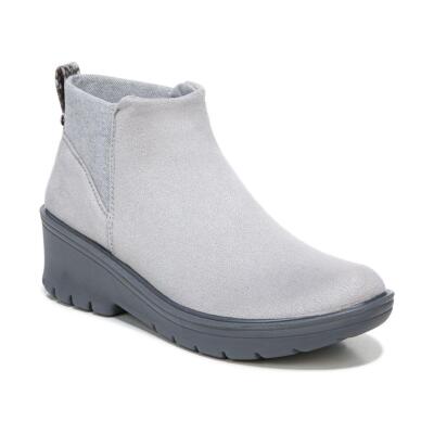 Bzees Womens Boston Gray Faux Suede Booties Shoes 8.5 Wide (C,D,W) BHFO 8189