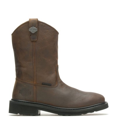 Pre-owned Harley-davidson Work Men's Altman Western Classic Soft Toe Work Boot Brown -