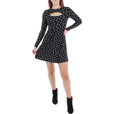 

Женское черное короткое платье Aqua с вырезом  BHFO 5939, Черный