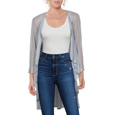 

R-M Richards Womens Silver Sheer LaceTrim Topper Jacket Cardigan  BHFO 6414, Серебряный