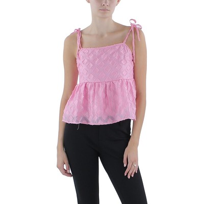 Женский розовый топ на бретелях с баской и завязками Vero Moda S BHFO 6819
