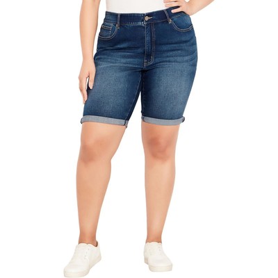 Женские синие джинсовые шорты средней стирки Avenue Womens с манжетами длиной до колена 20 BHFO 1287