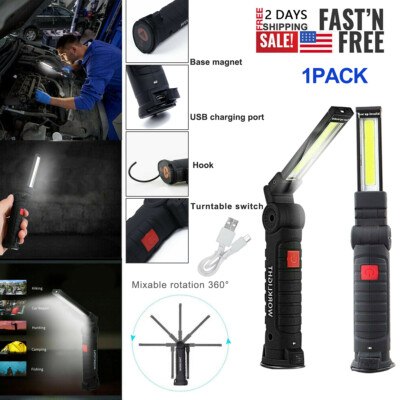 COB LED Work Light Car Mechanic Flashlight Inspection Lamp Bar USB Rechargeable