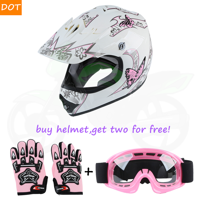 DOT Full Face ATV MTB Dirt Bike Motocross Helmet w/Goggles & Gloves Kids Youth