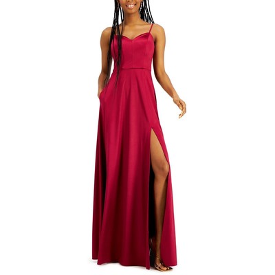 City Studio Womens Red Satin Sleeveless Evening Dress Gown Juniors 11 BHFO 1804