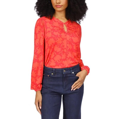 MICHAEL Michael Kors Женская блузка с замочной скважиной и длинным рукавом, рубашка Petites BHFO 7804
