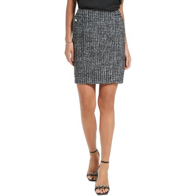 Женская рабочая мини-юбка Calvin Klein из ч/б твида длиной выше колена 14 BHFO 7823