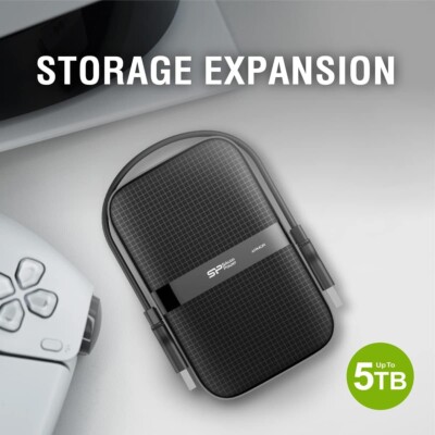 SP Silicon Power 2TB Rugged Portable External Hard Drive Armor A60 Shockproof
