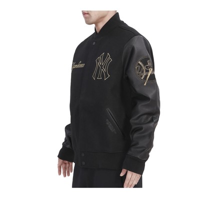 Pre-owned Pro Standard York Yankees Mlb Varsity Jacket Black & Gold Mens Black