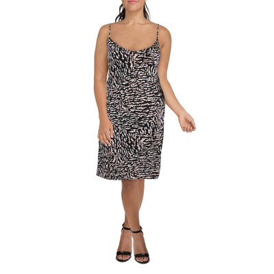 

Женское черное атласное платье-комбинация миди с принтом Calvin Klein Jeans  BHFO 6274, Black multi